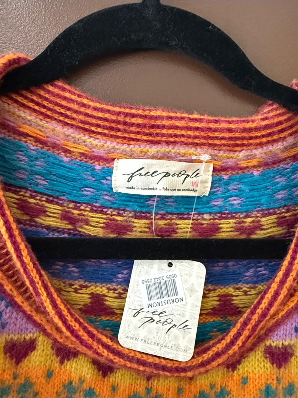 NWT Free Prople Favorite Things Mixed Print Wool Blend Sweater - Picture 3 of 13